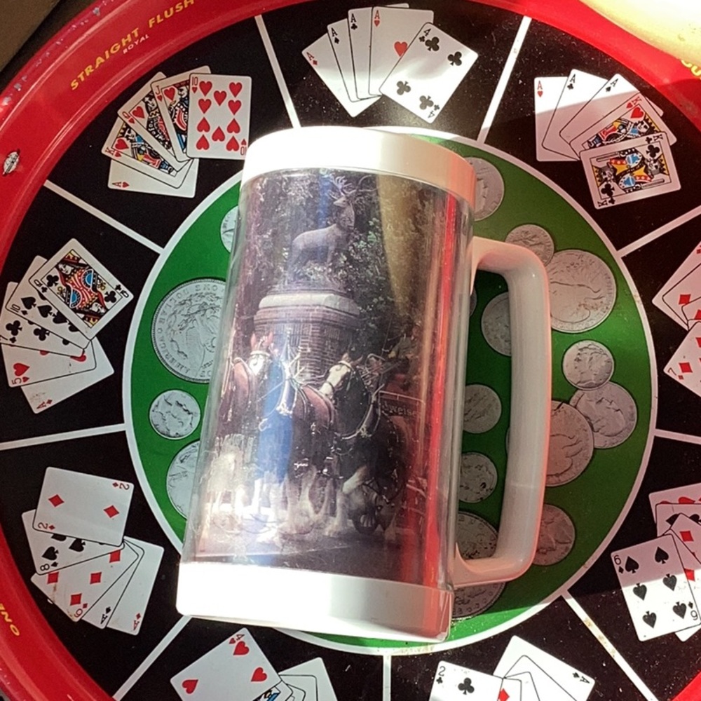 🍺 CLYDESDALE BUDWEISER Vintage Thermal Mug WHITE VNVC